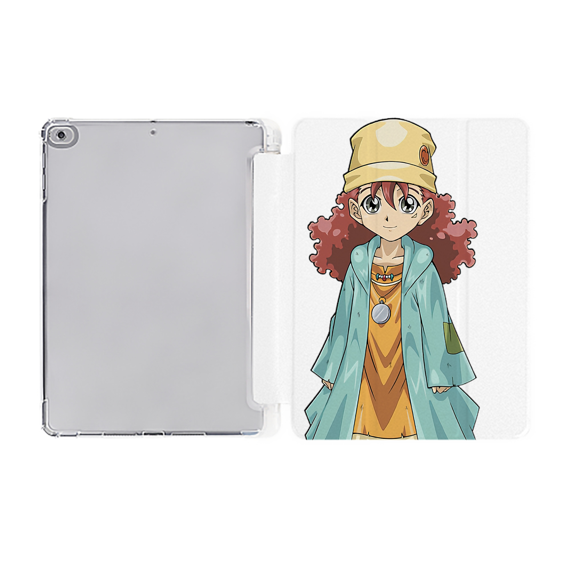 （画像用） 遊☆戯☆王 Yu-Gi-Oh! IPad ケース ペン収納付き 三つ折りスタンド PUレザー×シリコン 対応機種9.5/10.5/10.9インチ